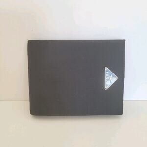 Prada Logo Men's Nylon Card Bill Wallet Bifold Black Designer Medium Vintage